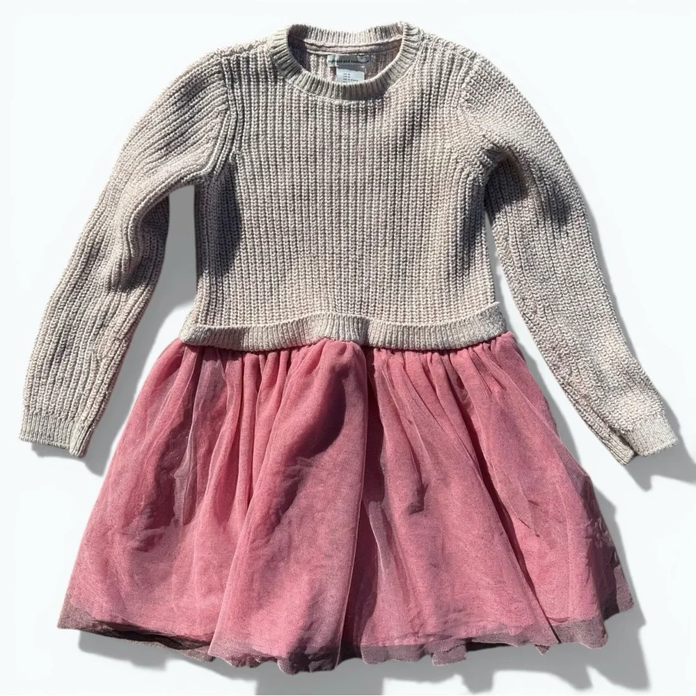 Cupcakes & Cashmere Girls Knit Tulle Dress Size 6 Pink